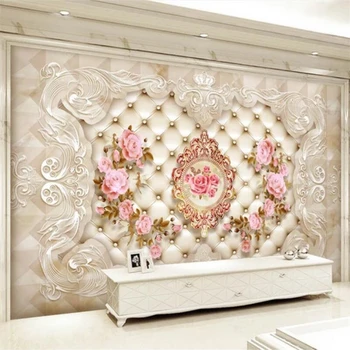 Personalizado grandes 3d papel de parede padrão Europeu de rosa suave pacote de fundo de pintura, sala de estar e quarto a decoração do hotel обои
