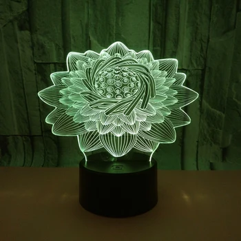 Acrílico 3D NightLight Flor Usb Alimentado por Bateria Lâmpada de Tabela Mudança da Cor do Sensor de Toque de Decoração de Casa de Luz Crianças Quarto Nightlight