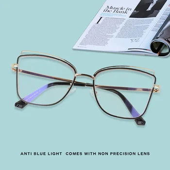53199 Lentes Filtro Azul Mujer Metal Olho de Gato Senhoras Óculos de Tamanho Grande Decorativos Vintage Computador Óculos de Mulheres de Óculos