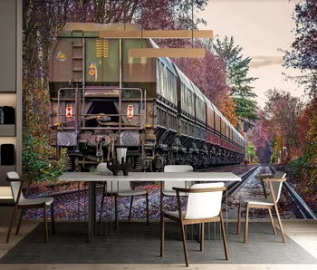 Personalizados em 3d papel de parede deserto ferroviária ferroviária paisagem bar, ktv plano de fundo, pintura de parede