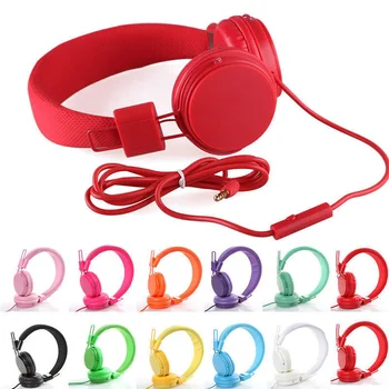 Bonito Candy Color Crianças Fones de ouvido de 3,5 mm Fones de ouvido com Fio Coaxial Extender Elegante Cabeça Com Microfone Para o Tablet IPad Smart Phones