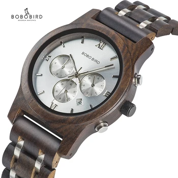 Nome personalizado Assistir BOBOBIRD Madeira Homens relógios de Pulso de Quartzo Cronógrafo Relógio relógio masculino Com Caixa de Presente Pulseira V-P19-3