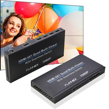 Full HD 1080P 4x1 HDMI Multiviewer Quad Multi-viewer com Comutador contínuo 4 em 1 Em cada 4 Multi-Visualizador de Tela de vídeo de Divisor de