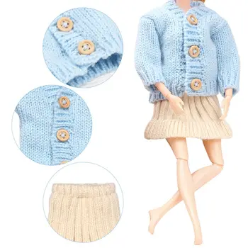 1 Conjunto de Dom Brinquedos Boneca Acessórios Crianças DIY Artesanal de Vestir Roupas Casaco de Pele Mini Camisola de Malha, Tops Vestido Casual