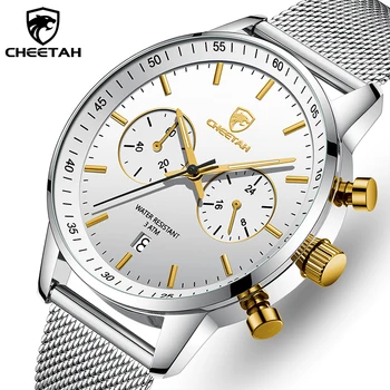 CHEETAH Homens Relógio de Moda Casual de Quartzo Relógios de homens de Aço Inoxidável, Impermeável Cronógrafo Esporte Masculino Relógio Relógio Masculino