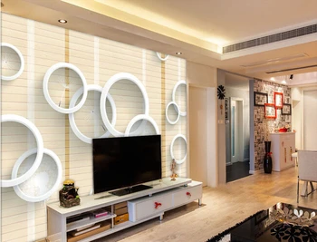 O 3D mais populares murais, moderno, simples círculo de bambu grão de dente-de-leão , o sofá da sala de TV de parede o papel de parede de quarto