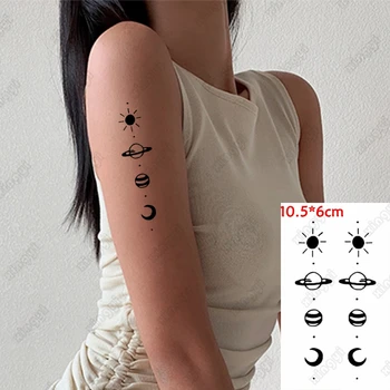 Pequeno Geométricas Planeta Moda Mulheres De Tatuagens Temporárias De Etiqueta De Transferência De Água Tatoo Minimalista Sol E Da Lua Design Falso Tatto Homens