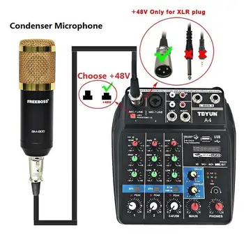 Audio Mixer de música para a Fase de Desempenho Família K Músicas mesa de Mistura de Som com Bluetooth Gravar 4 Canais r30