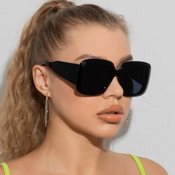 2021 Nova Moda Oversized Quadrado Óculos de sol das Mulheres da Marca do Designer Vintage Leopard Óculos de Sol Feminino Condução Tons Oculos UV400