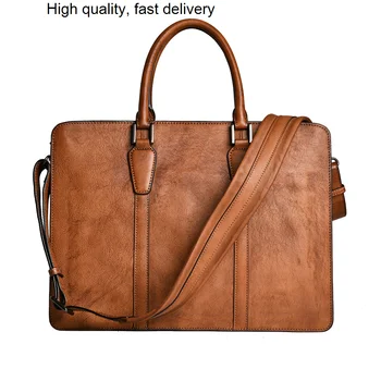 alta qualidade vintage de couro genuíno homens maleta portátil de negócios da bolsa de luxo de couro office ombro sacos de mensageiro