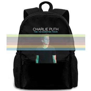 CHARLIE PUTH Concerto Preto : a-3 mulheres homens mochila laptop de viagem escolar do aluno adulto