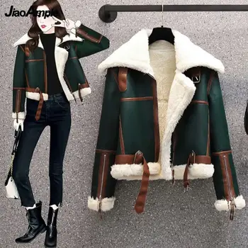 2022 de Inverno, Moda de Nova Engrossado Térmica Jaqueta de Couro Blusa de Mulheres coreano Elegante de Manga comprida Casaco Vintage de Vestuário Feminino