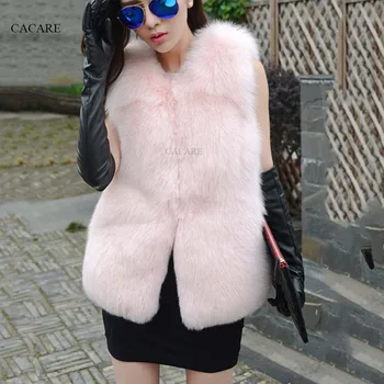 CACARE Faux Fur Casaco Colete de 2018 Outono Inverno Fofo Longo Casaco de Pele Fake Fur Casaco de Salsicha Casaquinho de 4 Opções de F0139