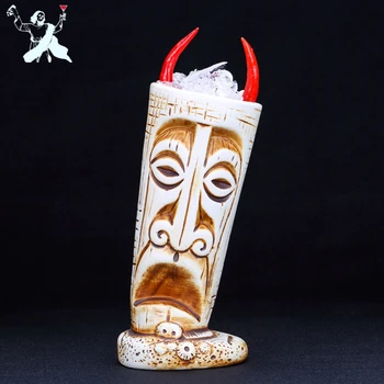 530ml Inclinação do Corpo do Crânio Copa do Havaí Cerâmica Tiki Caneca de Porcelana Criativa de Cerveja, Caneca de Vinho da Copa Barra de Ferramenta