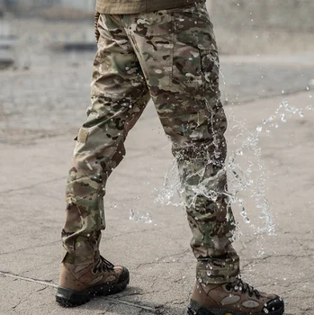 Engrenagem de Camuflagem Militar, Calças de Homens Bolso de Multi Portáteis de Combate Tático Calça de Exército Impermeável SWAT Especiais Carga, Calças