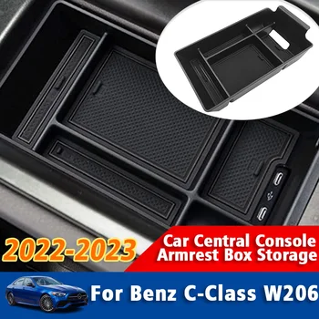 Para A Mercedes Benz Classe C W206 2022 2023 Carro Consola Central Com Apoio De Braço Da Caixa De Armazenamento De Bandeja Do Organizer Acessórios De Arrumação Arrumação
