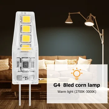 Silicone G4 SMD 2835 Realçar 8 LED Candelabro, Lâmpada do Agregado familiar 220V 2W de Energia de poupança de Milho Lâmpada para o Quarto Sala de estar