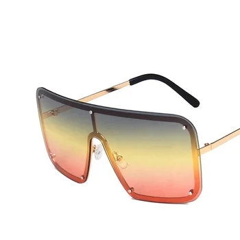 Popular Oversize, Uma Peça de Mulheres de Óculos de Mulheres de Óculos de sol Grande Moldura Quadrada de Óculos de Sol Feminino Masculino 2022 Colorido Lente degradê