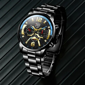 Novos em Aço Inox Luxo Homens Relógio de Calendário Relojes Para Hombre de Negócios Relógio de Quartzo Relógio Masculino masculino Relógio Saati