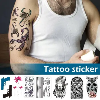 Moda de Tatuagens Temporárias Para os Homens Borboleta Caveira Elefante Falso Etiqueta da Tatuagem de Flor Escorpião Rei de Tatoo no Corpo das Mulheres Armban R8I0