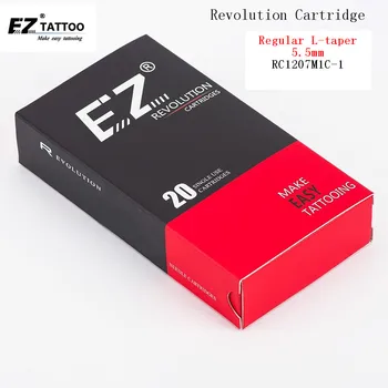 RC1207M1C-1 EZ Nova Revolução Agulha de Tatuagem Cartuchos Regular Cone Longo #12 de 0,35 mm Curvo Magnum para a Máquina da Tatuagem 20pcs/box