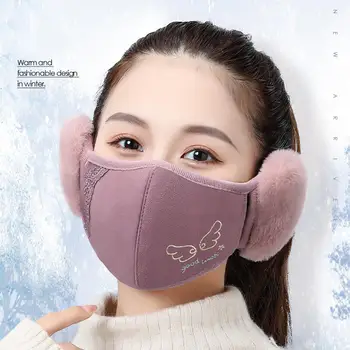 Inverno de Lã Fria-prova Máscara Senhoras E à prova de Vento Quente Earmuffs dos Homens de Bicicleta Respirável Máscara Multi-propósito Máscara