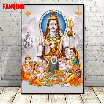 Diy Diamante Pintura de Shiva e Parvati, Ganesha Arte Indiana Deus Hindu Figura 5D mosaico, Bordado de diamante Religiosa