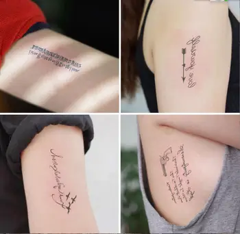 60pcs Tatuagem Temporária Adesivos Impermeáveis Carta Tatuagens Sexy Braço Clavícula Arte no Corpo, Mão, Pé por Mulheres Homens T2022
