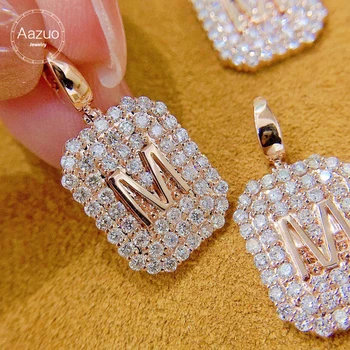 Aazuo maciço 18K Ouro Rosa acoplamento das Mulheres Certificada Real Diamantes de 0,80 ct Alfabeto Escudo Colar de Design de Moda