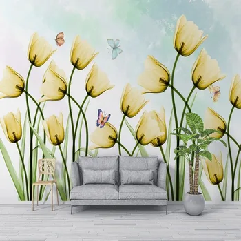 3D personalizado Foto Mural de Parede Estilo Nórdico Minimalista Tulip Fundo de Parede papel de Parede Pintura Mural Papel De Parede Tapety