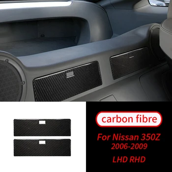 Para Nissan 350Z 2006-2009 Real de Fibra de Carbono de Armazenamento na parte Traseira da Tampa da Caixa de Adesivo Guarnição Interior do Carro Acessórios Carro Interior de Suprimentos