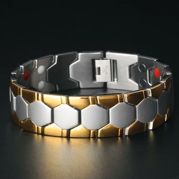 Mulheres Homens Magnético de Saúde Bracelete Preto Titânio Aço Poder Terapia de 4 in1 Ímãs de Íons de titânio de energia magnética pulseira de 18mm