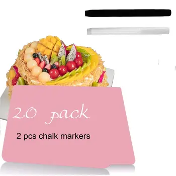 Cor-de-rosa Mini-Negro Sinais Pequeno Criativo de Plástico, Placa de Mensagem de Sinais Rótulos dos Alimentos Para a Decoração do Partido Ferramentas 20pcs Com 2 marcador