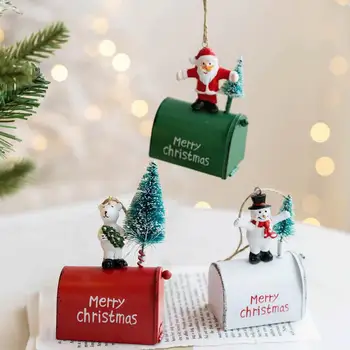 Enfeites de natal em Metal da caixa de Correio de Decoração Elk Boneco de neve Urso de Papai Noel para o Natal Decoração Acessórios de Presente