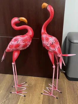 Quintal Jardim Acessórios De Metal Flamingo Ornamentos Simulado De Animais De Jardim De Paisagem De Decoração De Jardim Grande Estátua De Pássaro Figurine
