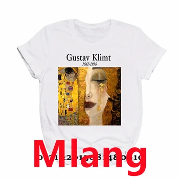 Gustav Klimt Carta de Arte Harajuku Mujer Camisetas Brancas T-Shirts Estética Gráfico t-shirt Manga Curta Poliéster Mulheres T-shirt