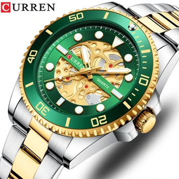CURREN Luxo de Ouro, pulseira de Aço Inoxidável Relógios Lumious de Quartzo Relógios de pulso para Homens Moda Casual Bussiness Relógio Masculino 8412