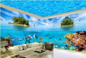 Personalizadas de fotos em 3d papel de parede da Ilha de Sea World tema 3D estereoscópico, espaço de TV pano de fundo mural de parede