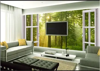 Personalizado com foto papéis de parede 3d murais papel de parede para paredes de sala de estar em 3D janela de árvore grande mural paisagem PLANO de fundo, papéis de parede