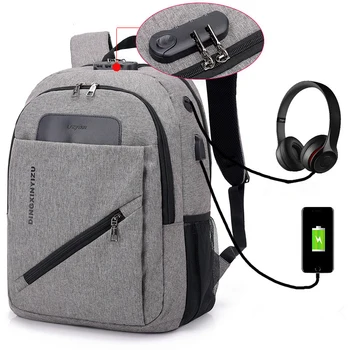 Luxo Anti-roubo de Carregamento USB de Viagem, mochilas Homens Mulheres Saco de Computador palavra-Passe de Bloqueio de Alta capacidade Backpack do Laptop sacos de escola
