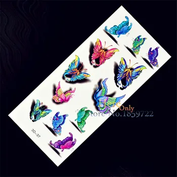 1 Folha de Bela Borboleta 3D Coloful Design Impermeável tatuagem temporária adesivos Crianças Enfants papillon mariposa borboleta