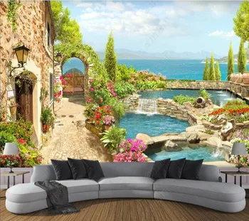 Papel de parede de Jardim de paisagem de fundo de parede 3d papel de parede mural,sala de estar, quartos papéis de parede decoração da casa