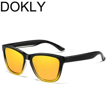 Dokly Retro Marca de Moda as Mulheres e os Homens Óculos de sol Amarelo lente Polarizada Óculos de Sol Oculos De Sol Gafas UV400
