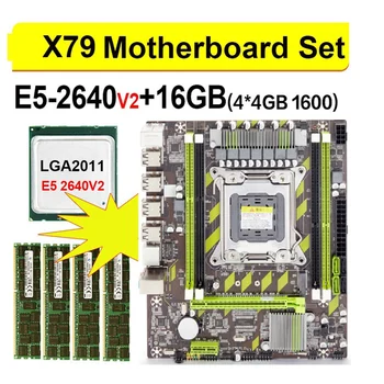 Placa-Mãe X79 com XEON E5 2640 V2 CPU 4X4G DDR3 1600 REG ECC Memória RAM Combo Conjunto de Kit de NVME SATA Servidor