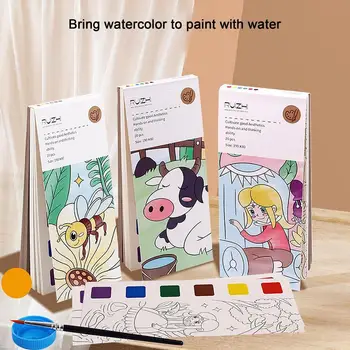 Livros de colorir 20page Papel Aquarela Vem Com Pintura para Crianças, Adolescentes, Água, Pintura Livro de Colorir Nota Arte de Pintura de Suprimentos