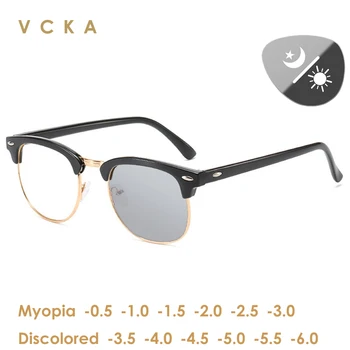 VCKA Clássico Fotossensíveis Anti Blue Ray Óculos Para Miopia -0.5 para -6.0 Mulheres Homens Prescrição de Óculos Para Míope,