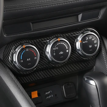 A Fibra de carbono Estilo ABS, Ar Condicionado Tampa do Interruptor de Guarnição adesivo Estilo Carro Acessórios Para Mazda CX-3 CX 3 de 2016 2017 2018