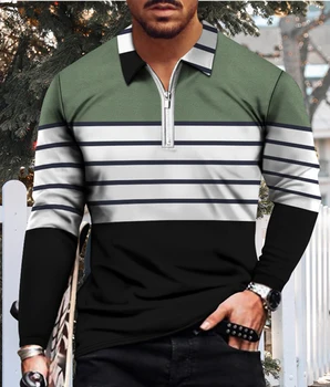 S-5XL, masculina Casual Outono Polo de Manga Longa Masculino Camisas para Homens Zip Camiseta Homens Tops Rua Vestuário de Golfe de Roupas Para Homens 2022