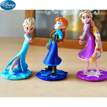 3 pcs / monte Disney Congelados Elsa Ação boneca Princesa menina Anna Brinquedo Figuras presente de aniversário toy 8 cm