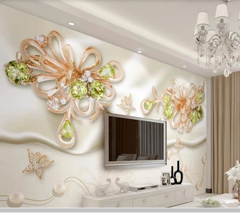 Papel de parede lindo 3d estéreo de seda, jóias de diamante de flores de papel de parede mural,sala de estar, quartos papéis de parede decoração da casa
